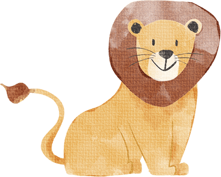 Zu sehen ist ein Aquarell-Bild eines Löwen. Der Löwe ist auch das Logo-Tier des Ort der Kinderrechte