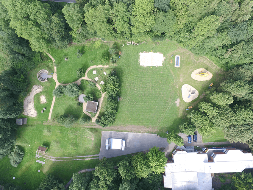 Hier seht ihr eine Luftbild-Aufnahme vom Ort der Kinderrechte in Blomberg.
